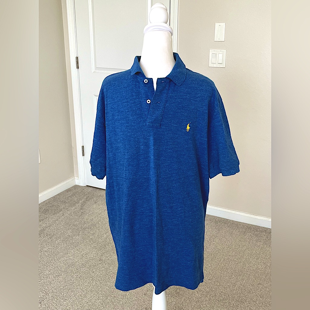 Nwot Polo Ralph Lauren Blue Heathered Polo Size Large